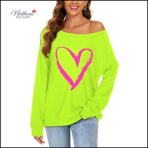 Off Shoulder Long Sleeve Pullover Sweatshirt Loose Fit Stretchy
